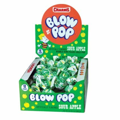charms-blow-pop-sour-apple-box-of-48-jpg Charms Blow Pop Sour Apple Lollies 48 stuks.